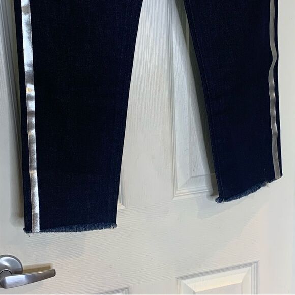 Current Elliot The Fling Silver Stripe Crop Denim Jeans Size 26 - Picture 5 of 12